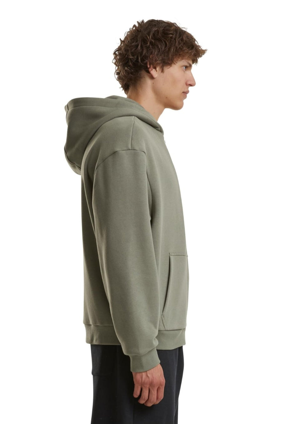 Alltags Reißverschluss Hoodie - blasse Olive
