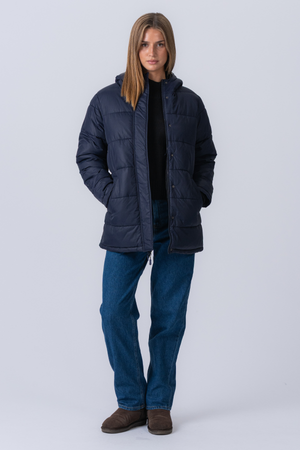 Lange Pufferjacke - Marine