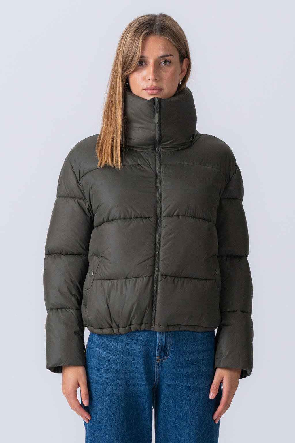 Kurzpufferjacke - Olive