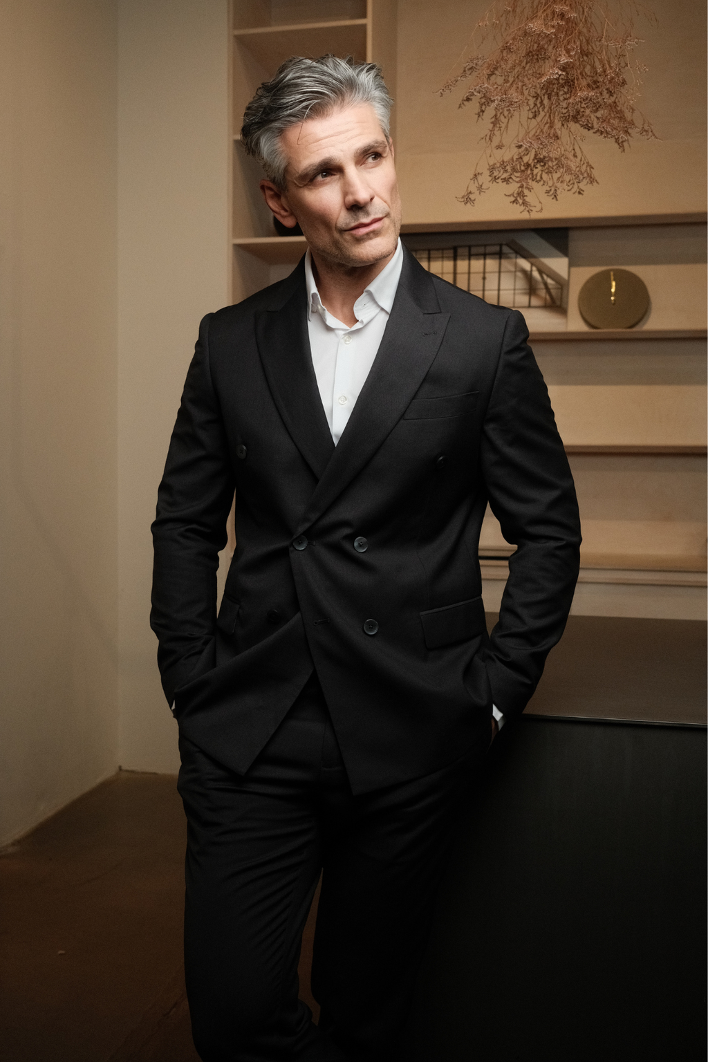 Premium Double Breasted Blazer - Schwarz