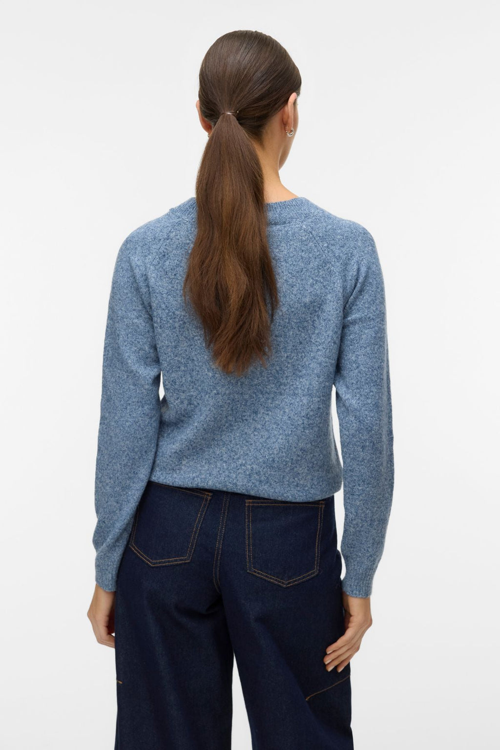 Doffy O-Neck Bluse - Dark Denim m. Weiße Melange