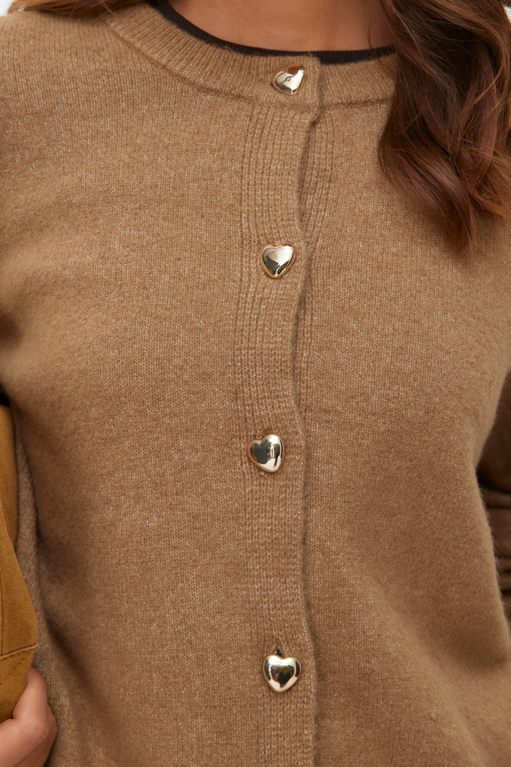 Fiona-Cardigan mit kurzen Knöpfen – Silver Mink Melange