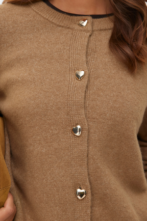 Fiona-Cardigan mit kurzen Knöpfen – Silver Mink Melange