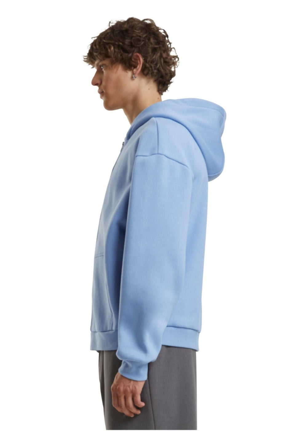 Alltags Reißverschluss Hoodie - Puderblau
