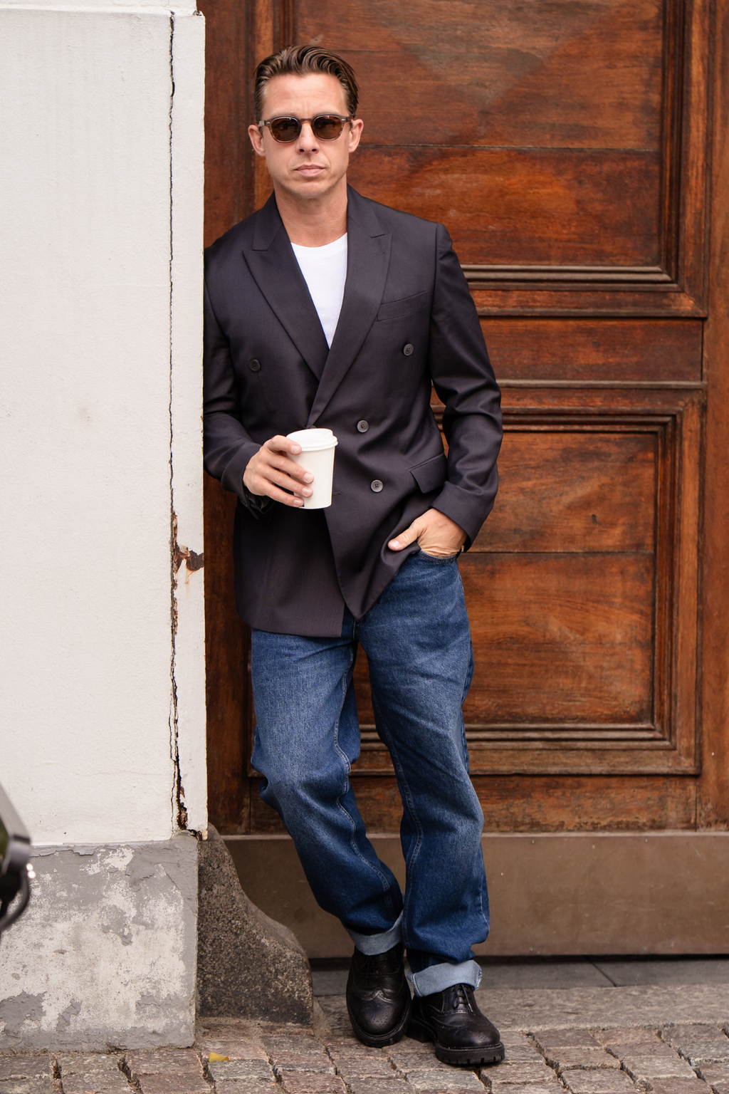 Premium Double Breasted Blazer - Schwarz