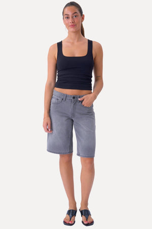 Denim Shorts - Grau