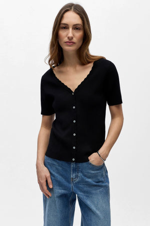Kelly Re Strickjacke mit V-Ausschnitt - Schwarz