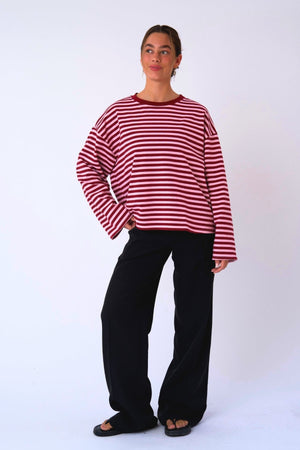Cleo Bluse – Burgunderrot/Rosa