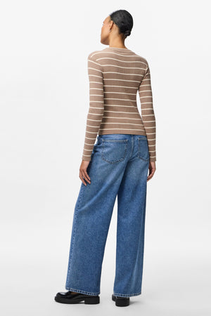 Mira New O-Neck Strick – Greige/Birke