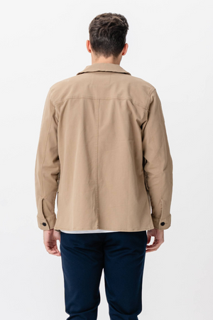 Twill -Hemdjacke - dunkler Sand
