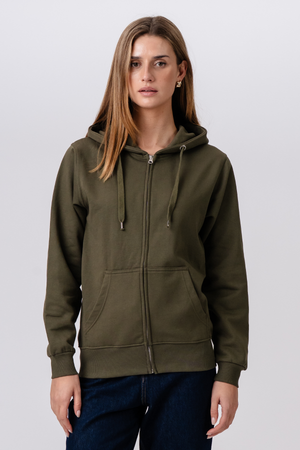 Basic Zip Hoodie - Armee