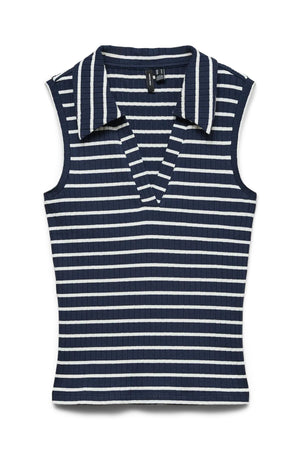 Oberteil mit Seekragen – Navy Blazer Stripes Streifen: Schneeweiß