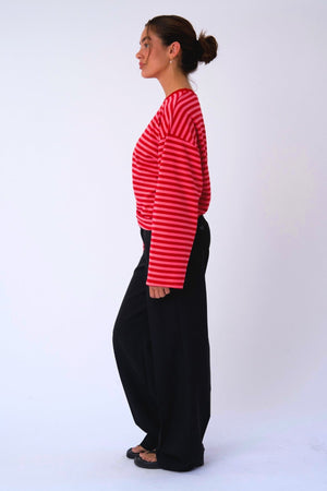 Cleo Bluse - Rot/Rosa