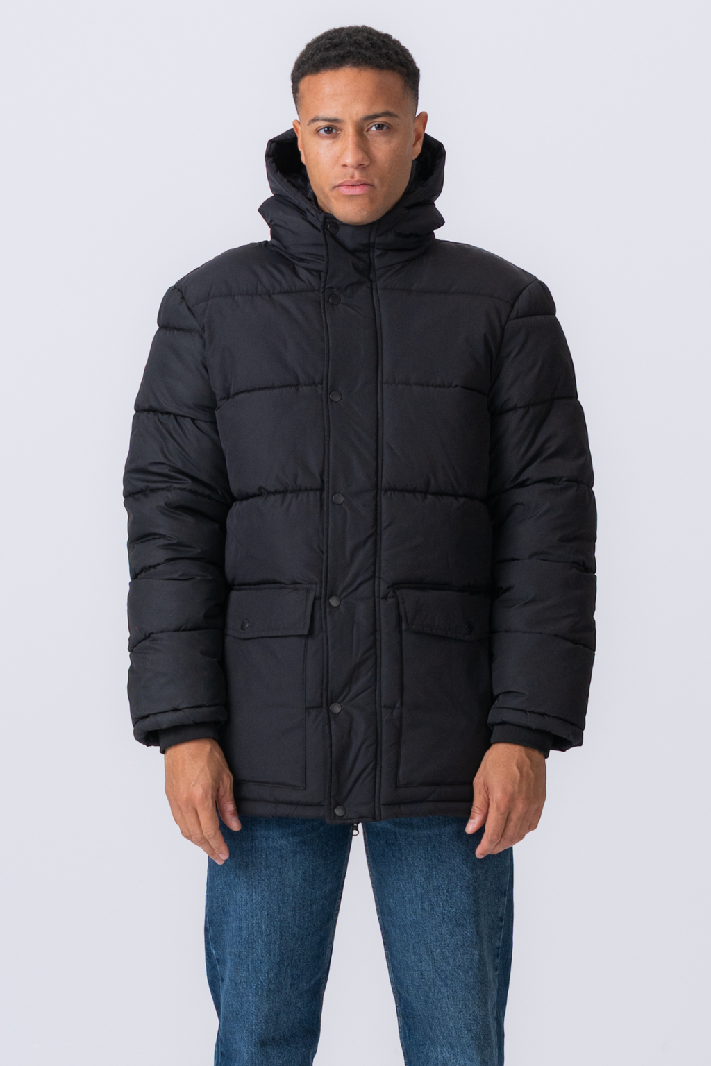 Lange Pufferjacke - Schwarz