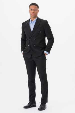 Premium Double Breasted Blazer - Schwarz