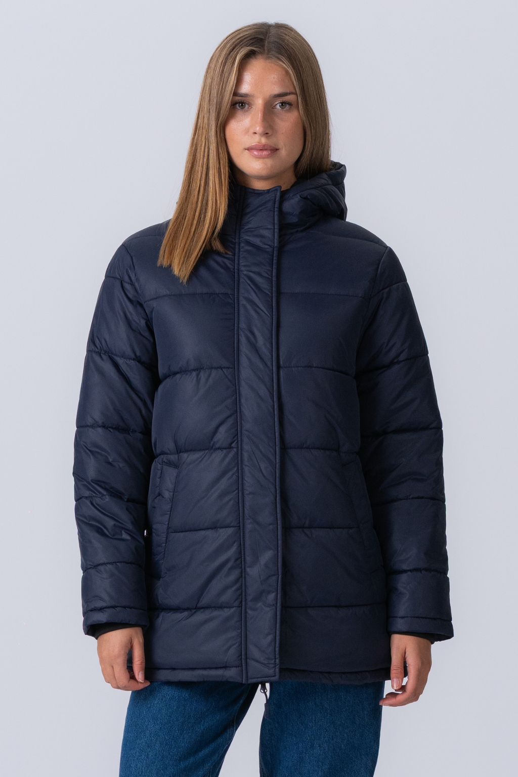 Lange Pufferjacke - Marine