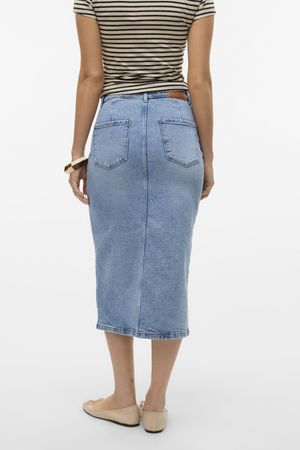 Natalie Midi Rock - Hellblauer Denim
