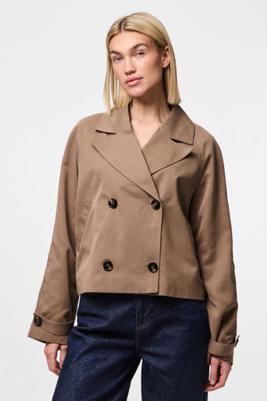 Scarlett Kurzer Trenchcoat – Braune Linsen