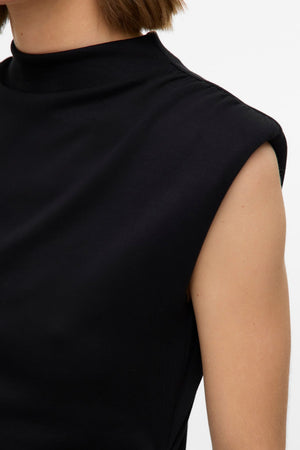 Kurzes, hochgeschlossenes Nelli-Kleid - Schwarz