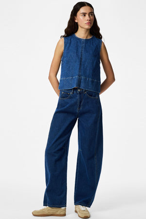 Silke Denim Top – Mittelblauer Denim