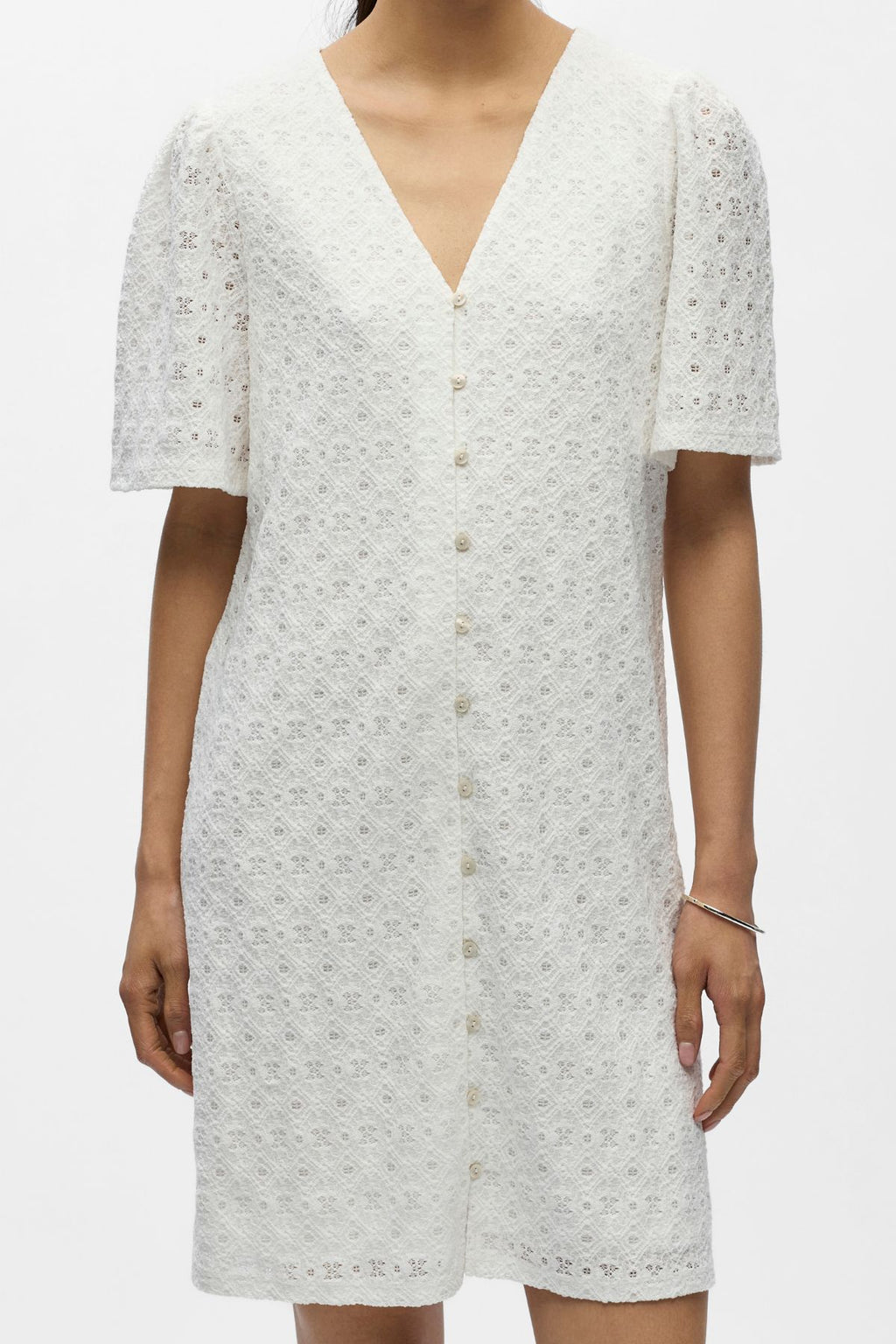 Laila Kleid mit V-Ausschnitt – Cloud Dancer