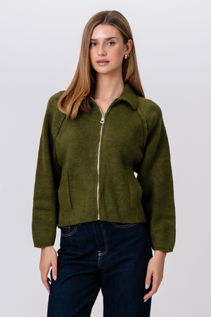 Selma Strickreißverschluss – Khaki