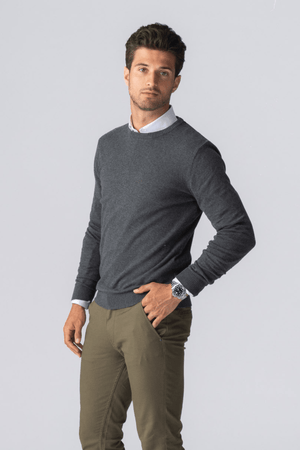 Pullover Roundneck - Holzkohle Melange