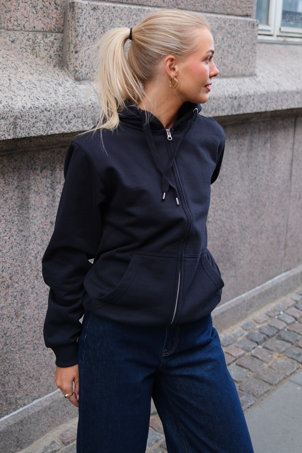 Basic Zip Hoodie - Dark Navy