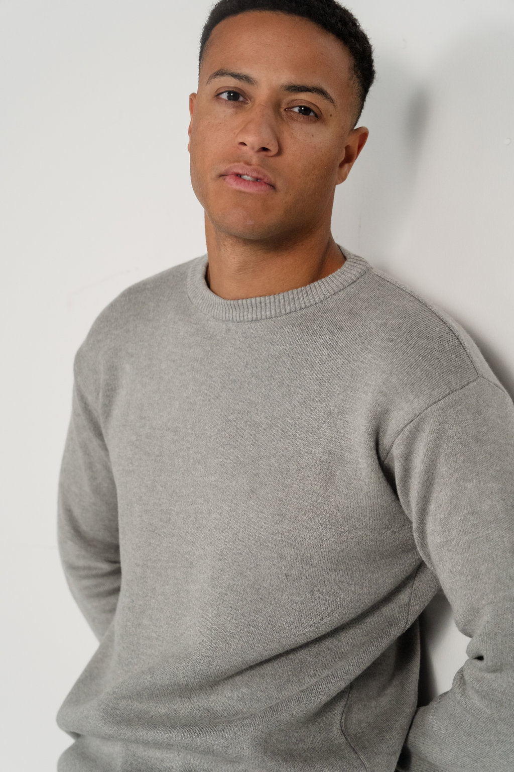 Crewneck -Strickpullover - hellgrau
