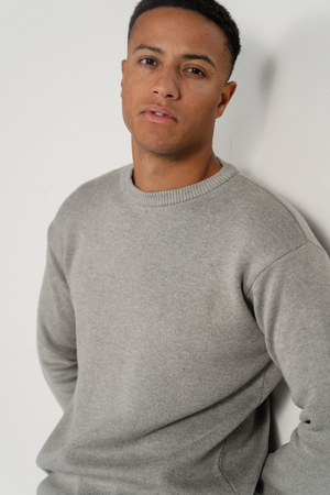Crewneck -Strickpullover - hellgrau