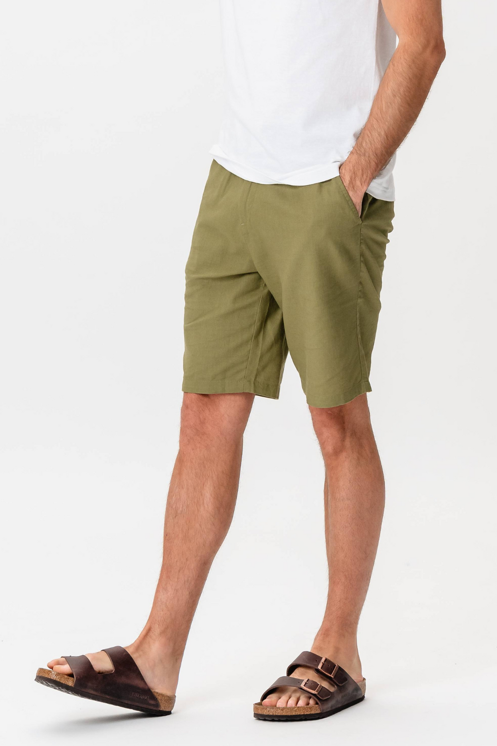 Wäsche mit kurzärärmernem Hemd + Leinen Shorts - Weiß (Paketangebot)