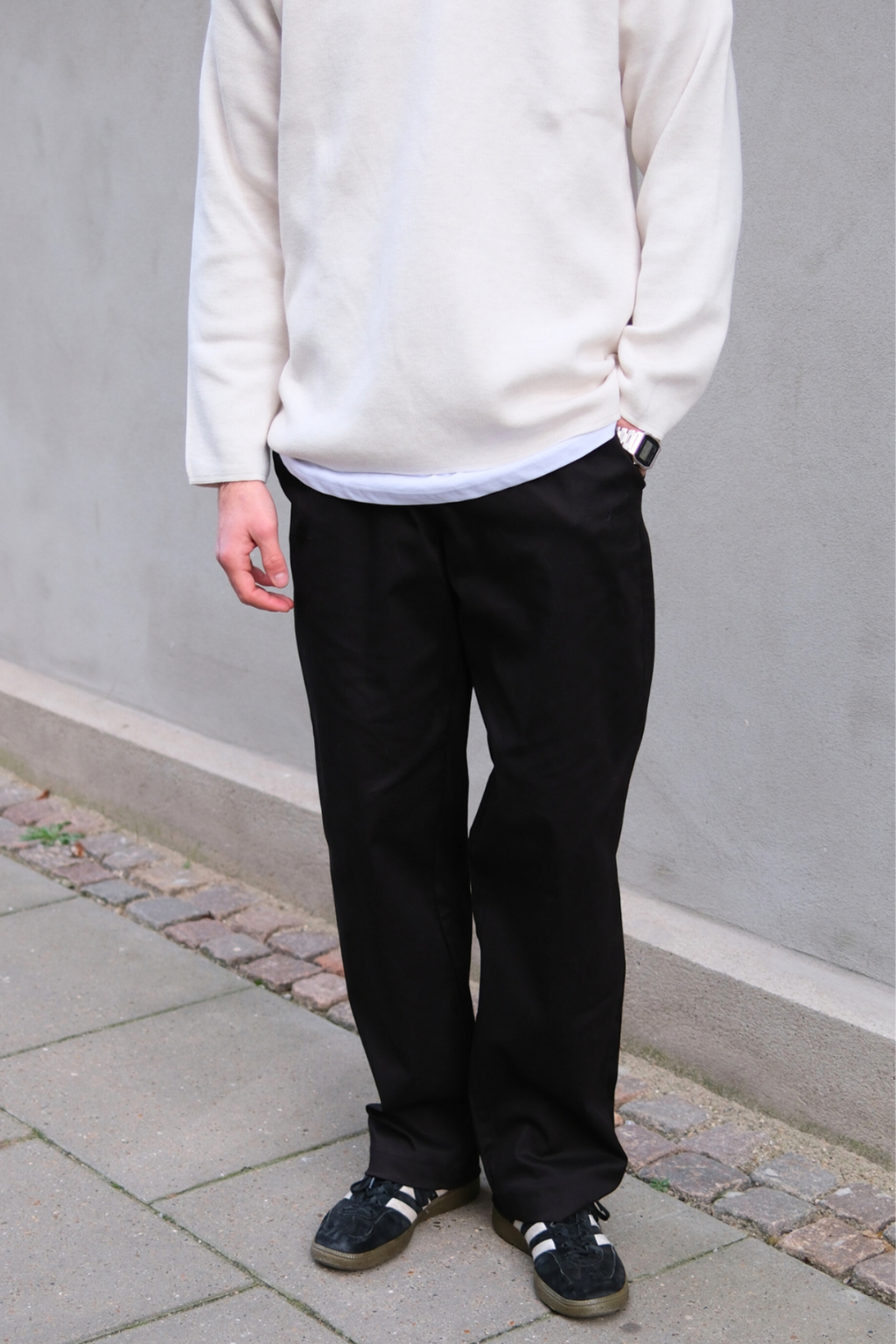 Chino breit - schwarz