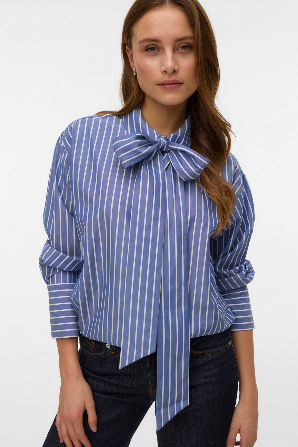 Islunn Bow Shirt – Dark Denim Snow White