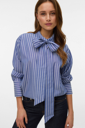 Islunn Bow Shirt – Dark Denim Snow White