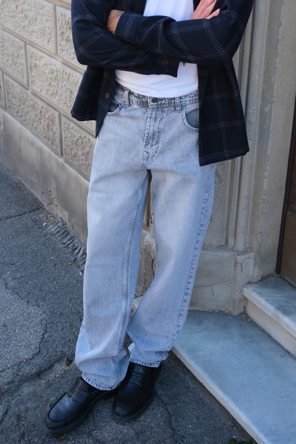 Entspannte Fit Jeans - grauer Jeans