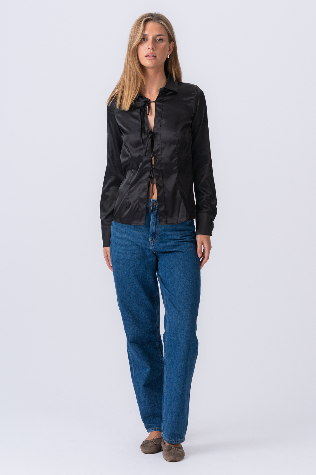 Lucy Tie Shirt - Schwarz