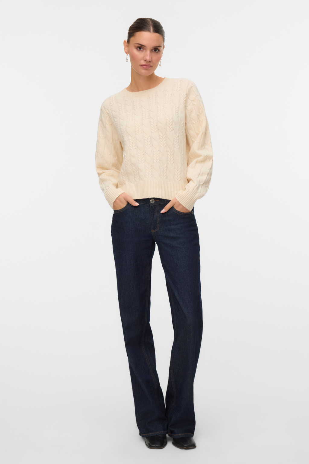 Widder O -Neck -Kabelpullover - Birke