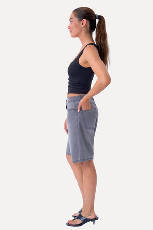 Denim Shorts - Grau