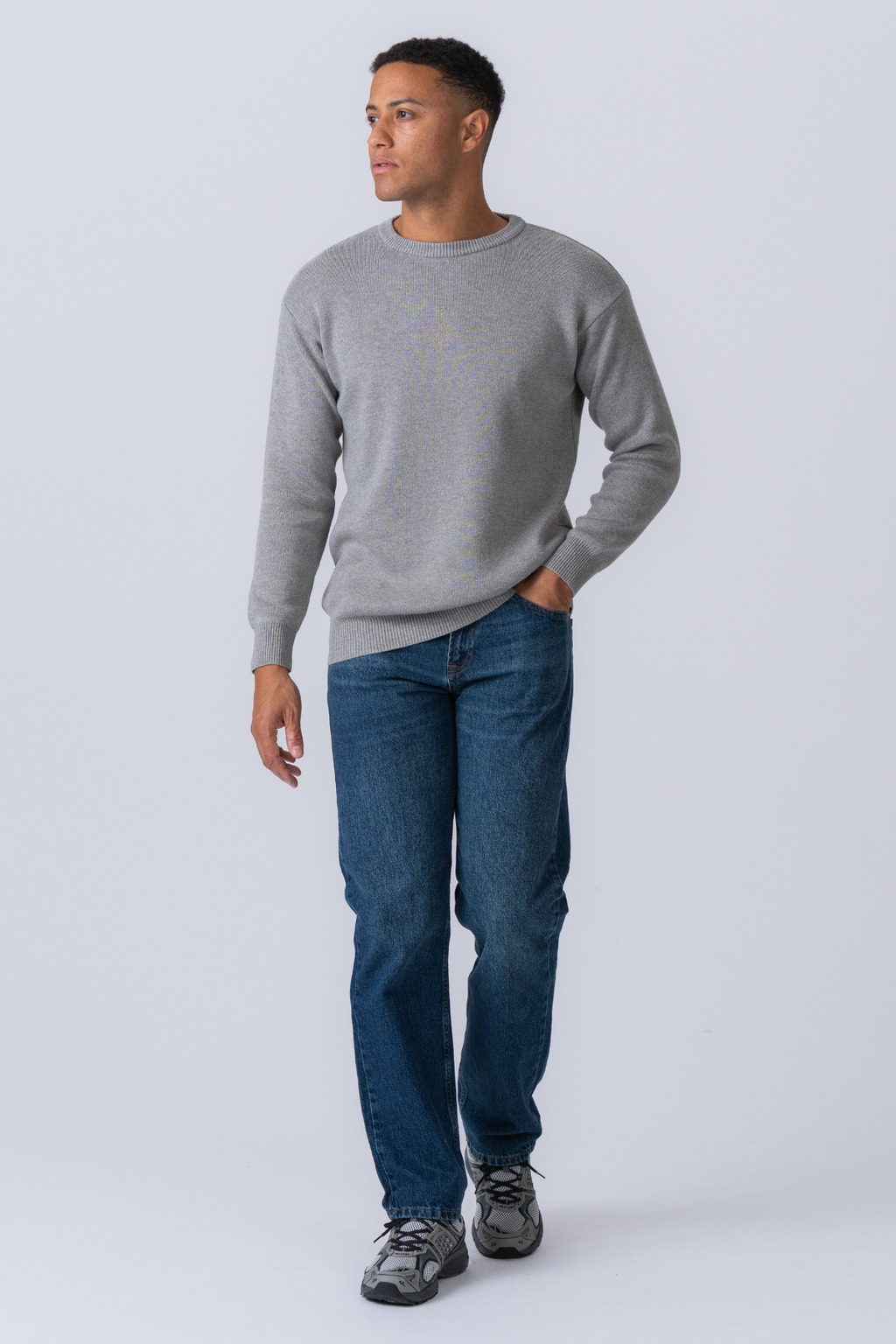 Crewneck -Strickpullover - hellgrau