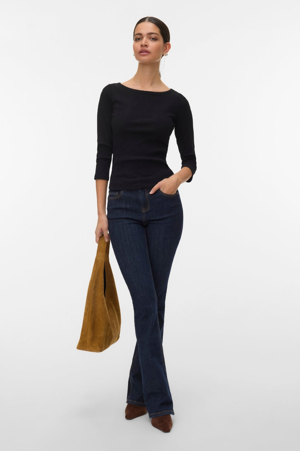 Verde-Oberteil mit U-Boot-Ausschnitt - Schwarz