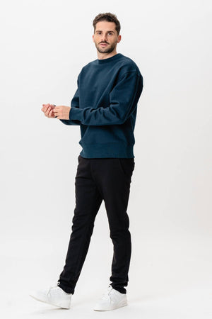 Schwere Crewneck - fackelte Marine