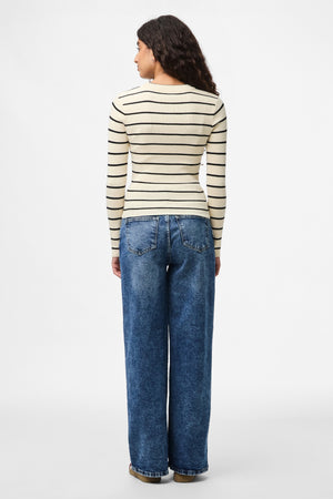 Mira New O-Neck Strick – Birke/Schwarz