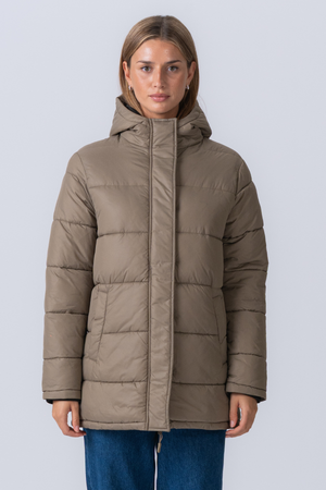 Lange Pufferjacke - Sand