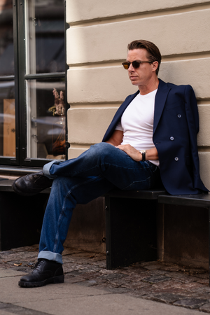 Premium Double Breasted Blazer - Marine