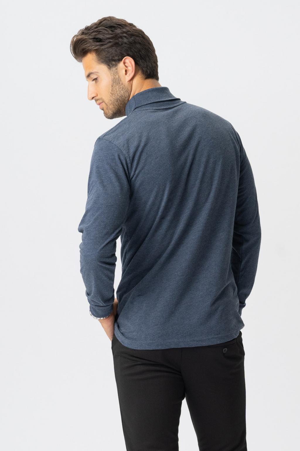 Rollkragenpullover - Heather Blue