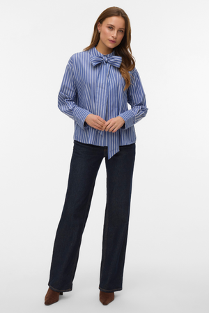 Islunn Bow Shirt – Dark Denim Snow White