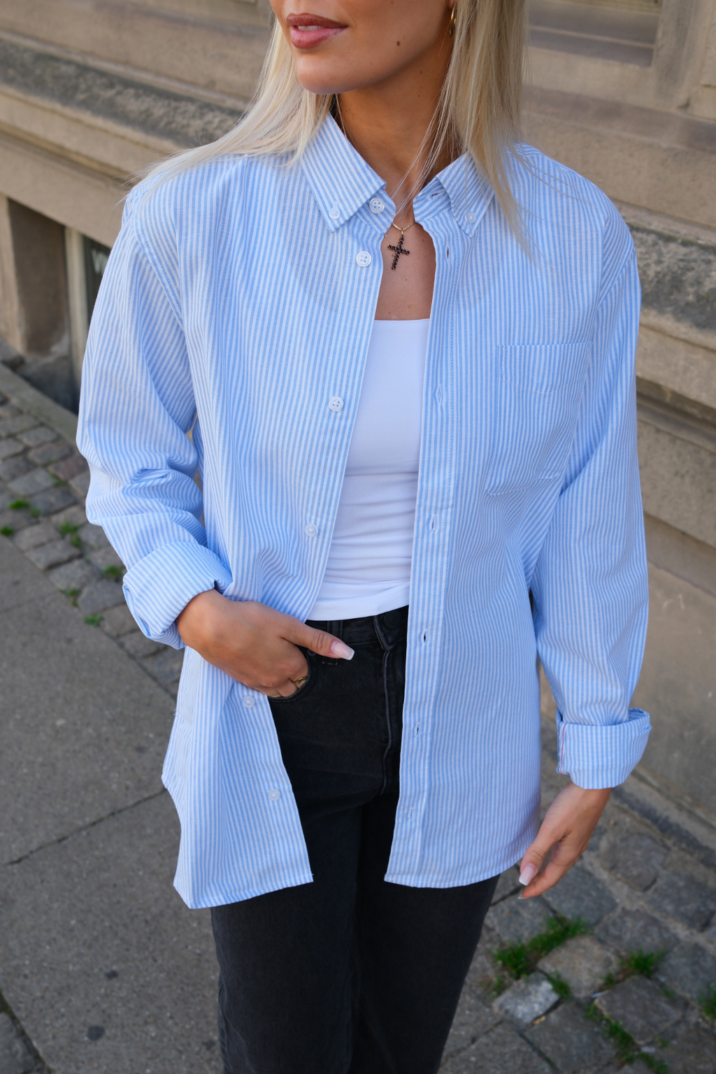 Freund Oxford Hemd - hellblau/weiß