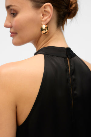 Elena Halter Neck Kurzkleid - Schwarz