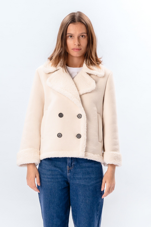 Shearling Kurzmantel - Chalk