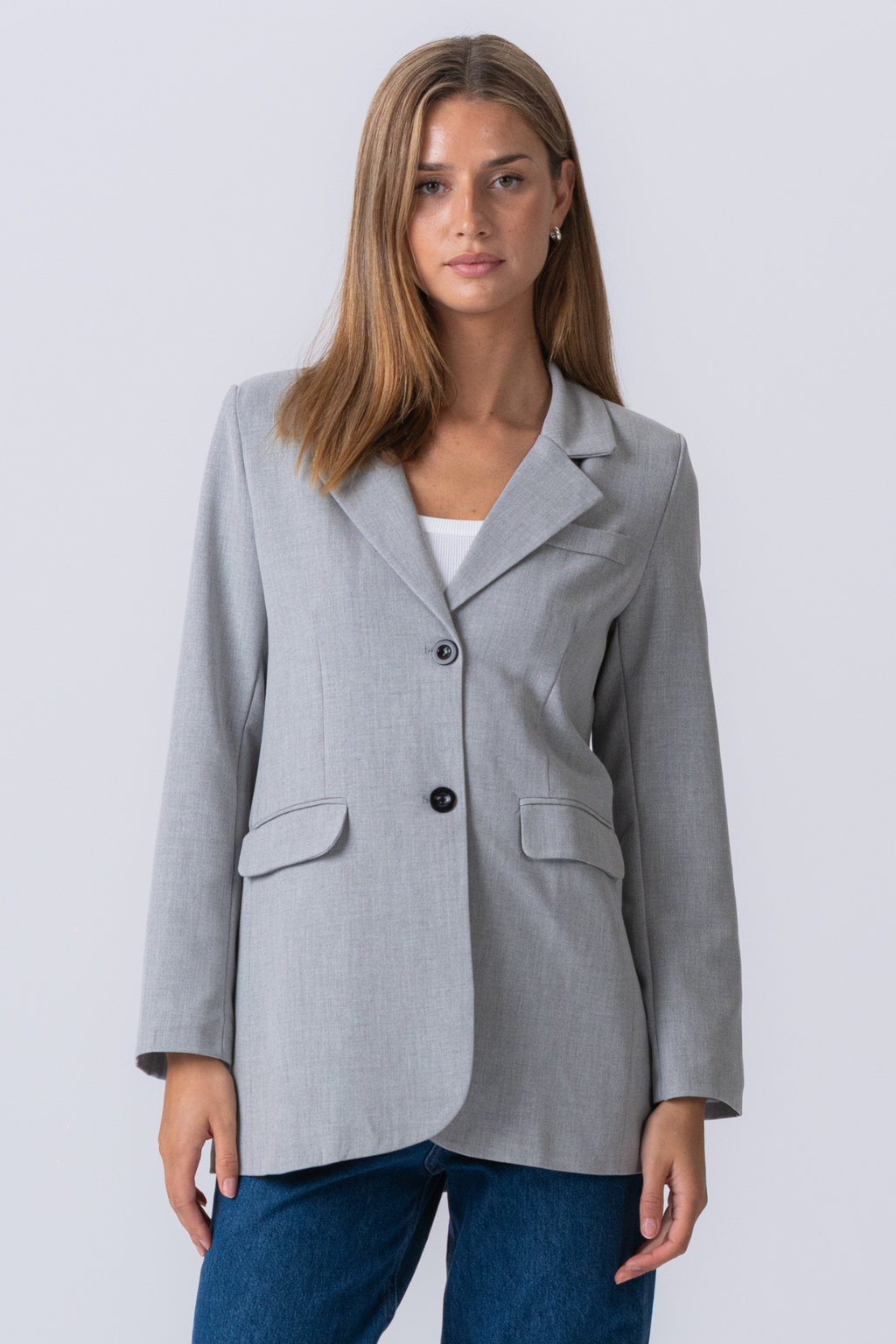 Claire Oversized Blazer - hellgrau